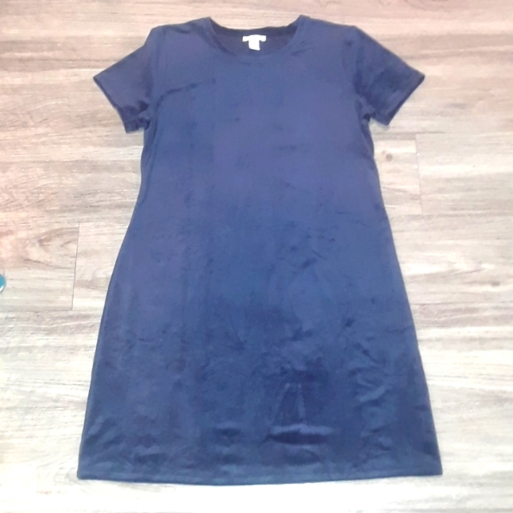 Navy Blue Velvet T-Shirt Dress NWOT Daily Ritual L